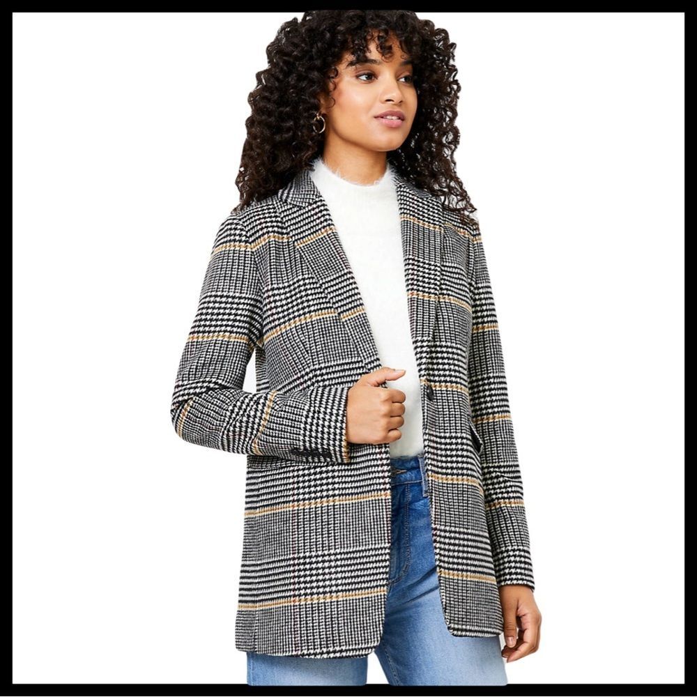 NWT LOFT Plaid Modern Blazer Jacket Coat